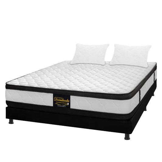 Combo Colchón King Atenas Resortado + Base Cama + Almohadas.