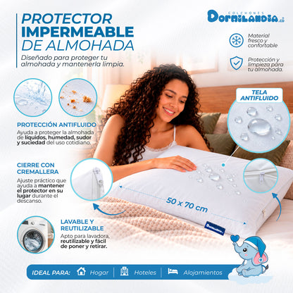 Protector Impermeable Para Almohada 70x50 Cm Con Cremallera