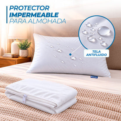 Protector Impermeable Para Almohada 70x50 Cm Con Cremallera